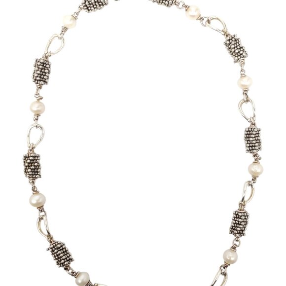 Michael Dawkins Sterling Silver Beaded Pearl Link Necklace #22591 - Picture 8 of 11